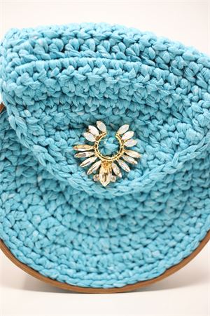 Borsa crochet con gioiello Swarovski azzurra Da Costanzo | BORSASOLEAZZURRO